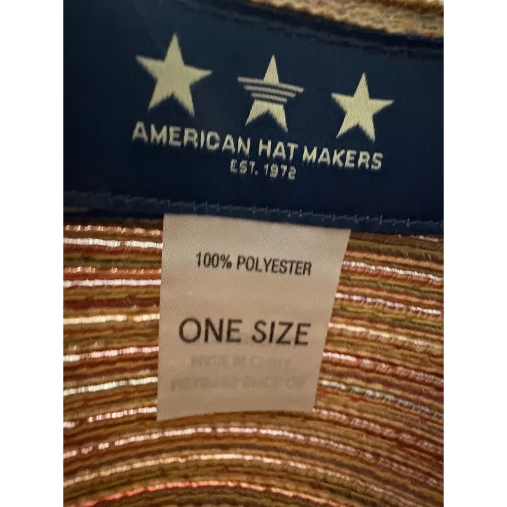 American Hat Makers Hat Women Multi Color Striped Sun Wide Brim Cowboy One Size